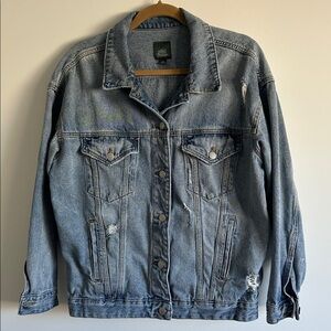 Wild Fable Blue Distressed Wash Denim Jacket